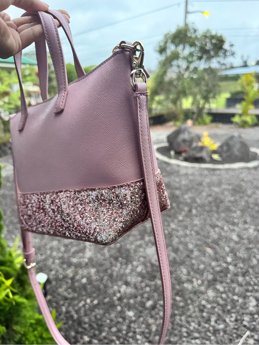 Kate Spade New York Pink Glitter Crossbody Satchel Small Tote Bag - Picture 5 of 12